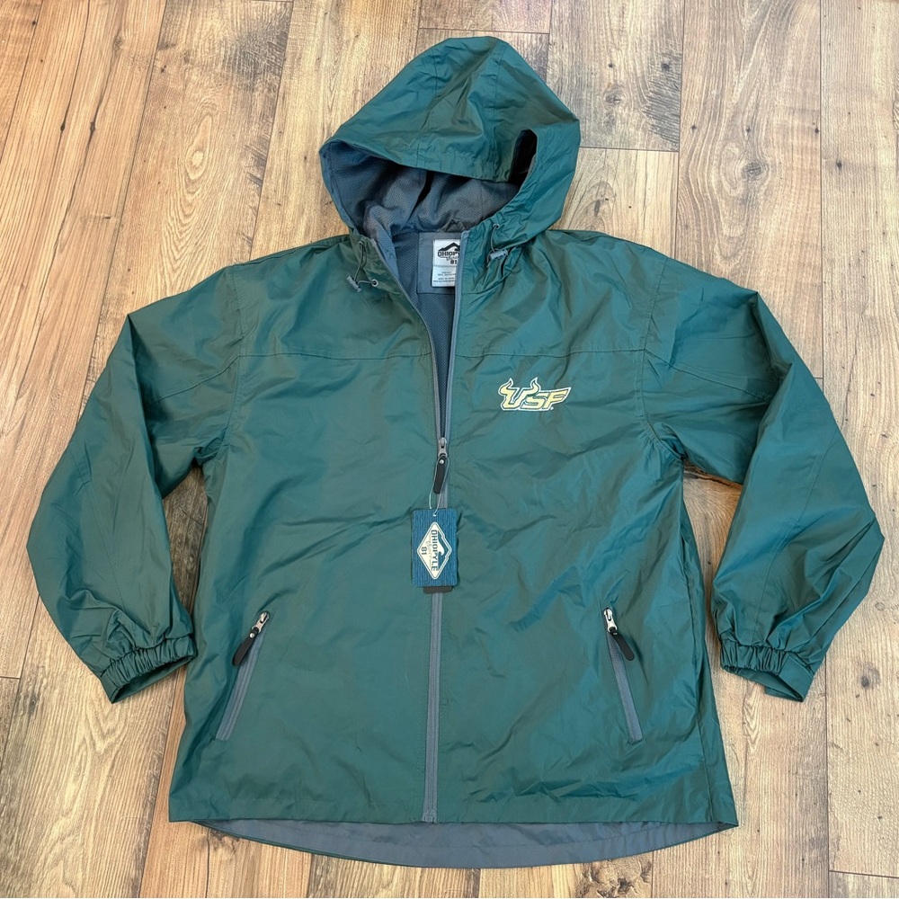 USF South Florida Bulls Green Rain Windbreaker Jacket-NWT-Multiple sizes